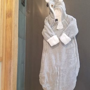 Gap baby fleece sleep sack, zip up with hood, grey